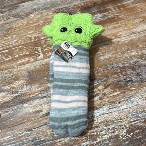 Green and Gray Baby Yoda Socks size 4-10 cozy warmers